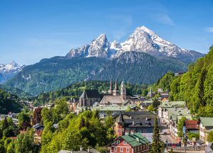 Historic town of Berchtesgaden with Watzmann mountain, Bavaria, Germany